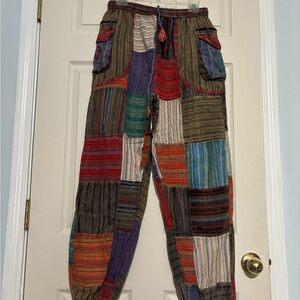 Multicolor Patchwork Women's Hippie Pants
